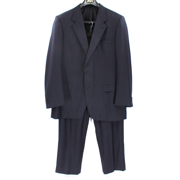 Brioni Colonna Wool Navy Pinstripe 2 Peice Suit Coat Pants 46 Single Breasted - Picture 1 of 9